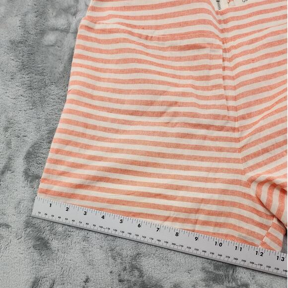 Bo Bel Shorts Womens L Orange Cream Striped High Waist Exposed Back Zip Cotton - Picture 9 of 10